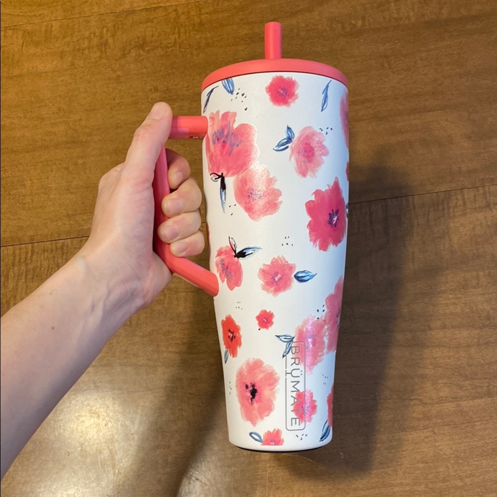 BrüMate Floral Tumbler with Pink Accents